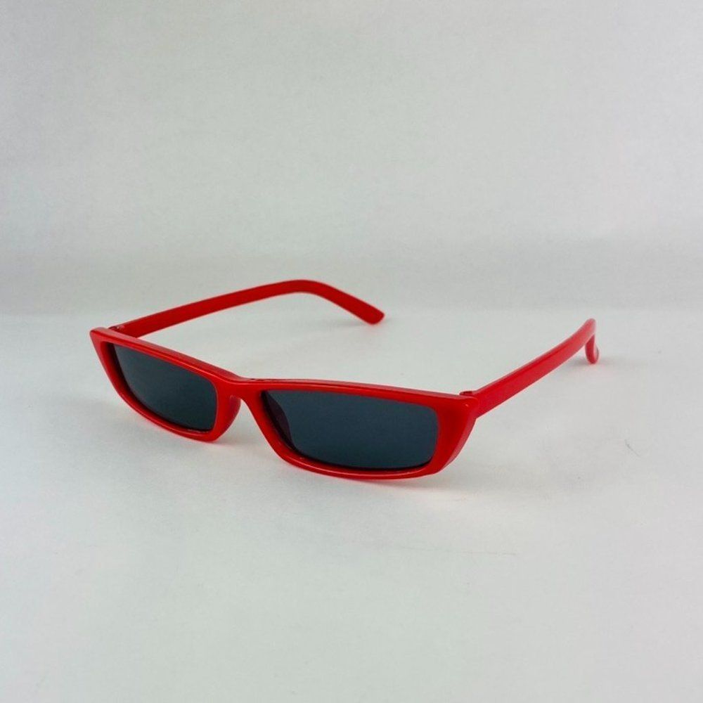 slim rectangle black frame sunglasses - Picture 3 of 4
